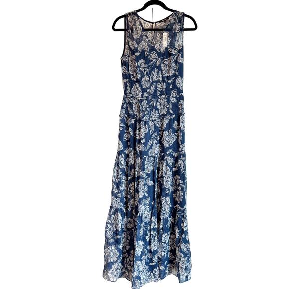 Madewell Women's Sheer V-Neck Maxi Dress in Saylor Floral Navy Size 2 NWT - Picture 14 of 15